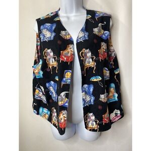 Handmade Crazy Cat Lady Vest One Size Reversible Eclectic Cooky Wacky Maximalist